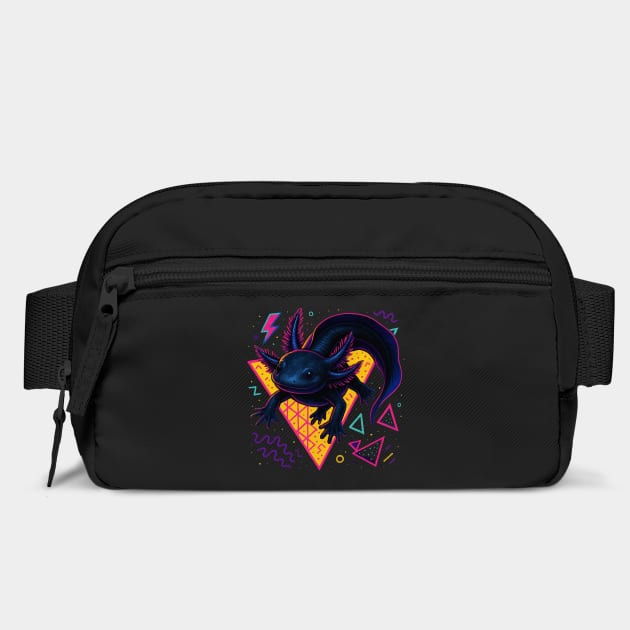 Retro Neon Black Axolotl by Reptiq's Store