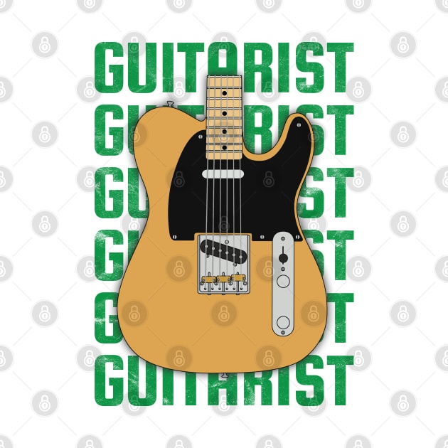 Guitarist Repeated Text T-Style Electric Guitar Body by nightsworthy