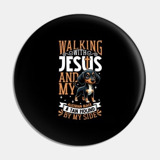 Jesus and dog - Austrian Black and Tan Hound Pin