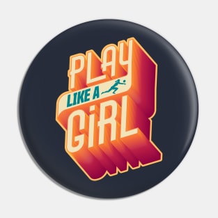 Play Like a Girl | 3D Text Volleyball Design Pin