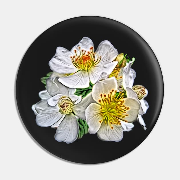 Wild Roses Design Painating Pin by Roly Poly Roundabout