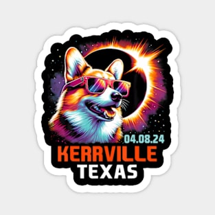 Kerrville Texas Total Solar Eclipse 2024 Corgi Dog Magnet