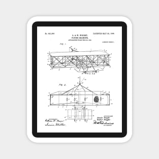 Wright Brothers Airplane Patent - Aviation History Art - Black And White Magnet