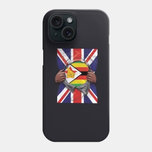 Zimbabwe Flag Great Britain Flag Ripped - Gift for Zimbabwean From Zimbabwe Phone Case