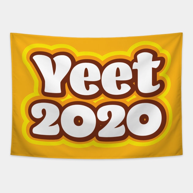 Yeet 2020 - Retro Yellow Tapestry by Jitterfly