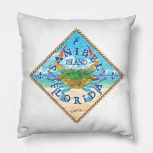 Sanibel Island, Florida, Blue Crab on Beach Pillow