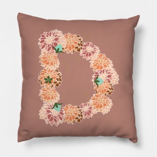 Letter D Floral Pillow
