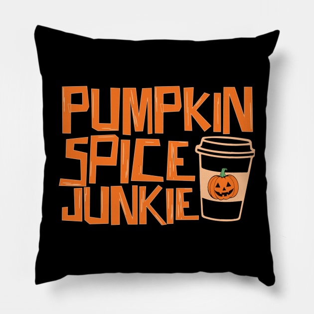 Pumpkin Spice Junkie Halloween Pillow by Teewyld