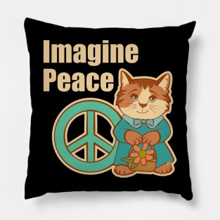 Imagine Peace Cat Pillow