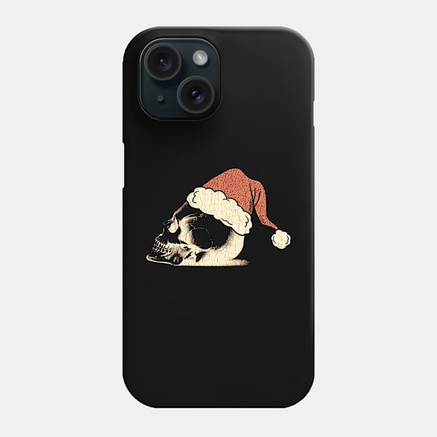 Christmas Skull With Xmas Hat Phone Case by BlendedArt