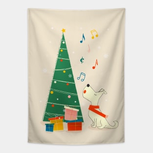 Festive white dog Tapestry