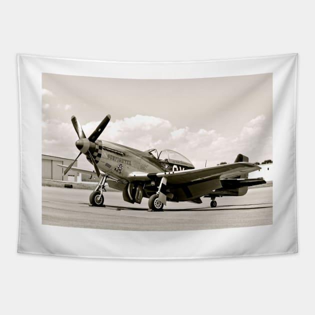 P-51 Classic Mustang WW2 Fighter Plane Tapestry by Scubagirlamy