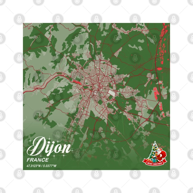 Dijon - France Christmas Map by tienstencil