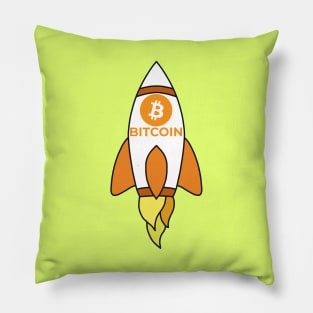 To The Moon Rocket Bitcoin Pillow