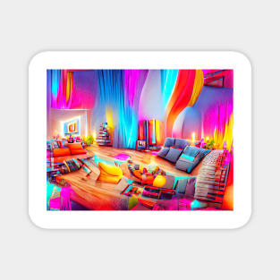 Colorful Living Room with Sofa Art Magnet