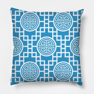 Chinese Geometrics - Sky Blue Pillow