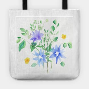 Blue Watercolor Flower Tote