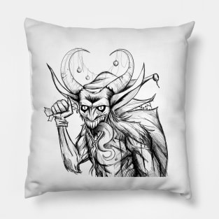 bad santa the krampus in ecopop sketch art horror design Pillow