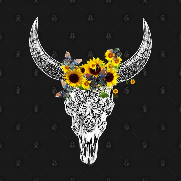 Cow skull floral 15 by Collagedream