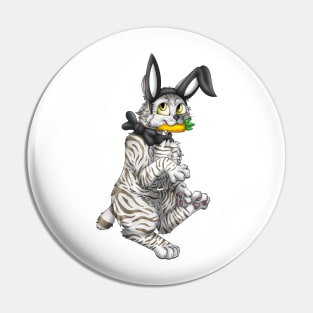 Bobtail BunnyCat: Silver-Amber Tabby (Black) Pin