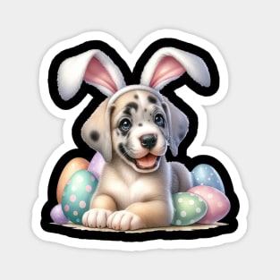 Puppy Great Dane Bunny Ears Easter Eggs Happy Easter Day Magnet