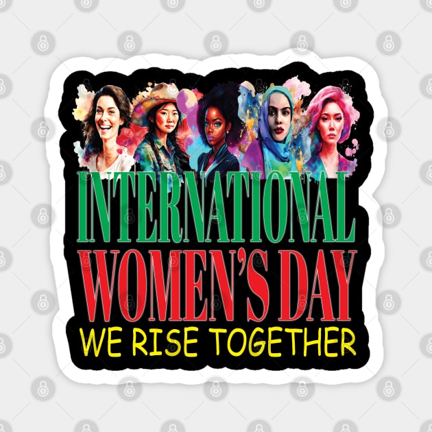 International Women's Day We Rise Together Peace Equity Magnet by Envision Styles