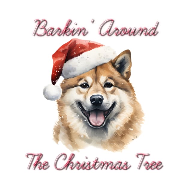 Christmas Akita Dog in Santa Hat by Pawsitive Curios