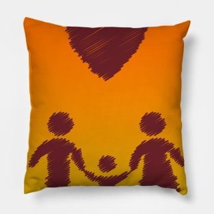 Family Sunset Love Mom Dad Child Heart Gift Idea Pillow