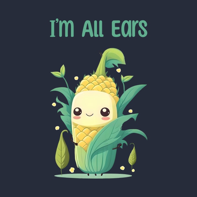 I'm All Ears Corn On The Cob Graphic Pun Cute Phrase Design by entwithanaxe