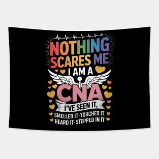 Nothing Scares Me I Am a CNA Funny Bold Rainbow Quote Tapestry