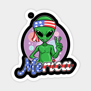 Alien Merica USA 4th Of July Fourth Patriotic Magnet