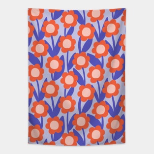 Minimal daisy flower pattern in blue and red Tapestry