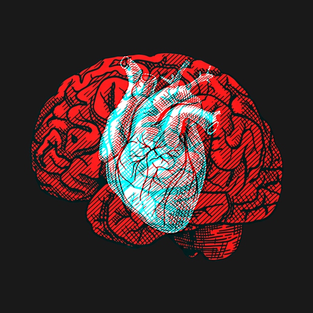 Brain&Heart Interactive Red&Blue Filter T-Shirt by RedAndBlue