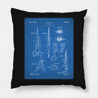 Hair Scissors Patent - Salon Art - Blueprint Pillow