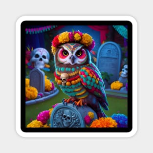 Day Of The Dead Owl Magnet