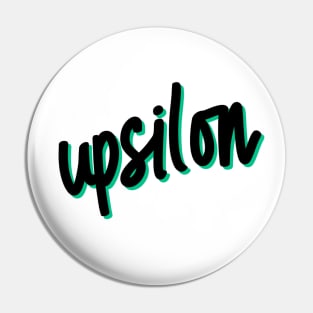 Greek Alphabet: upsilon (black-green) Pin