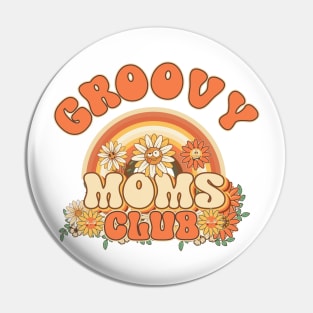 Groovy moms club Retro quote gift for funny mother Vintage floral pattern Pin