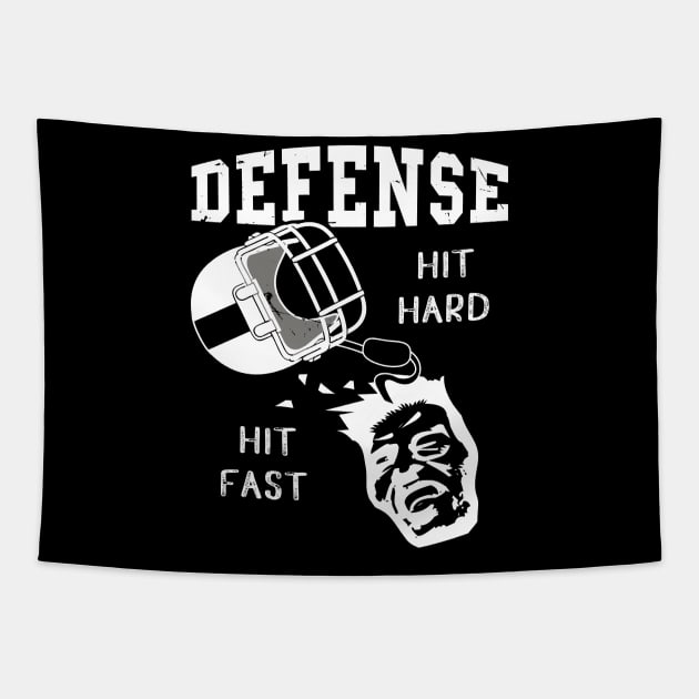 Football Player Defense Hit Hard Football Fan Tapestry by atomguy