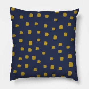 Mustard Yellow Spots on Dark Blue Pillow