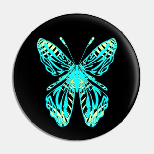 Fantasy Butterfly Green and Yellow Silhouette Pin