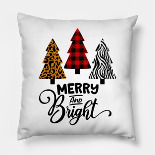 Merry And Bright Patterned Christmas Tree Pillow