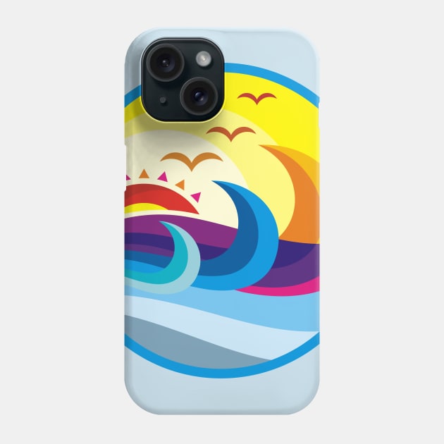 Ocean Seascape Nature Landscape with Beautiful Morning Sun Rise on an Ocean Horizon Phone Case by GeeTee