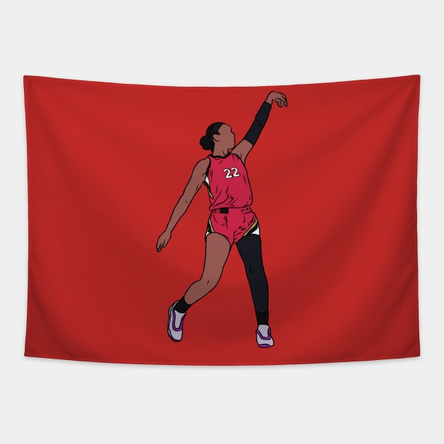 A'ja Wilson Holds The Release Tapestry by rattraptees