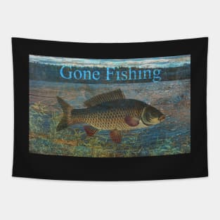 Gone Fishing Sign Tapestry