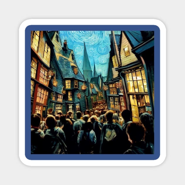 Starry Night in Diagon Alley Magnet by Grassroots Green