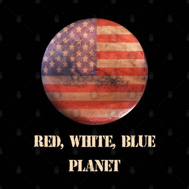 Red planet Mars American Flag by W.Pyzel
