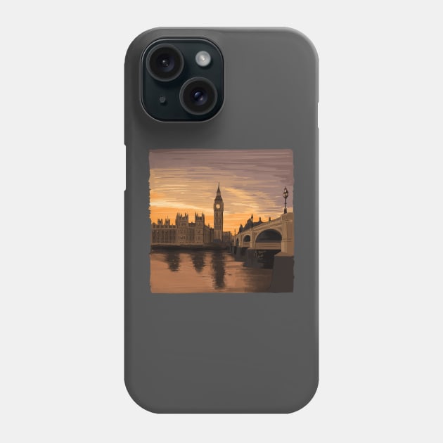 London by sunset Illustration Phone Case by burrotees