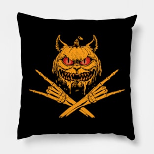 Pumpkin Cat Skeleton Pillow