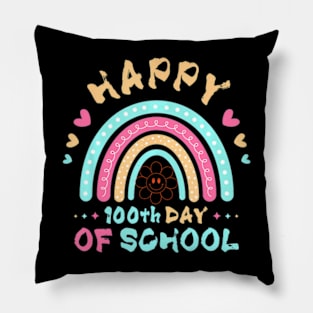 Happy 100Th Day Of School Teacher Kids 100 Days Rainbow Pillow