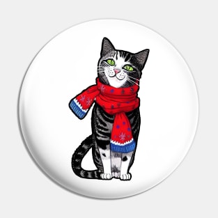 Cat in a scarf Pin